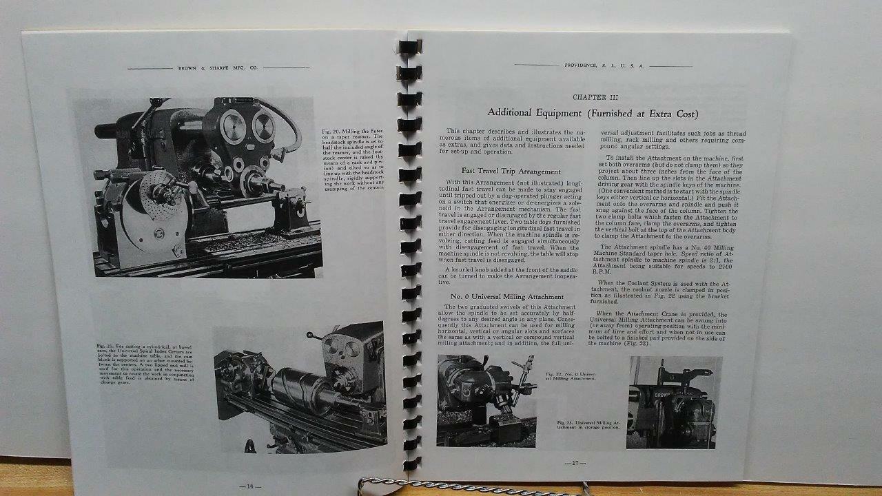 Brown & Sharpe #2 Plain Milling Machine Operation & Repair Parts Manual
