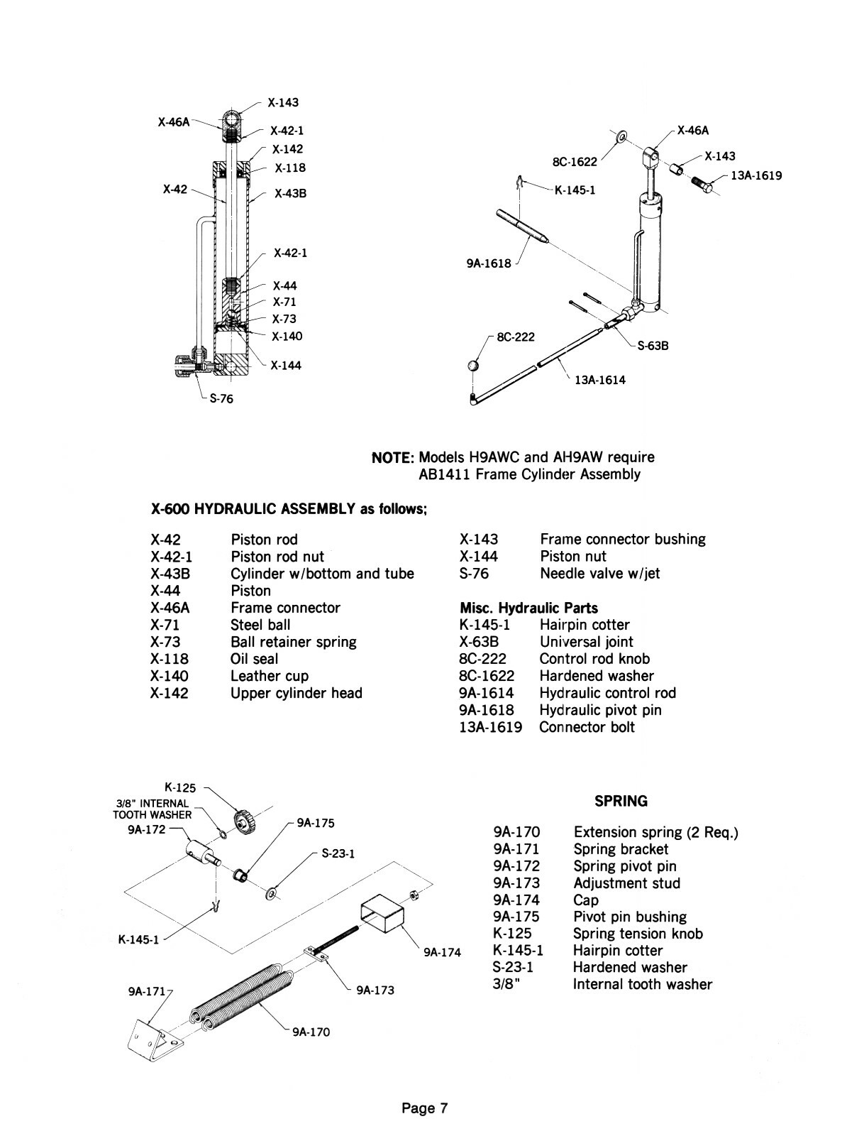 Kalamazoo Bandsaw 9A, H9A Series Service Manual & Parts List Manual #801