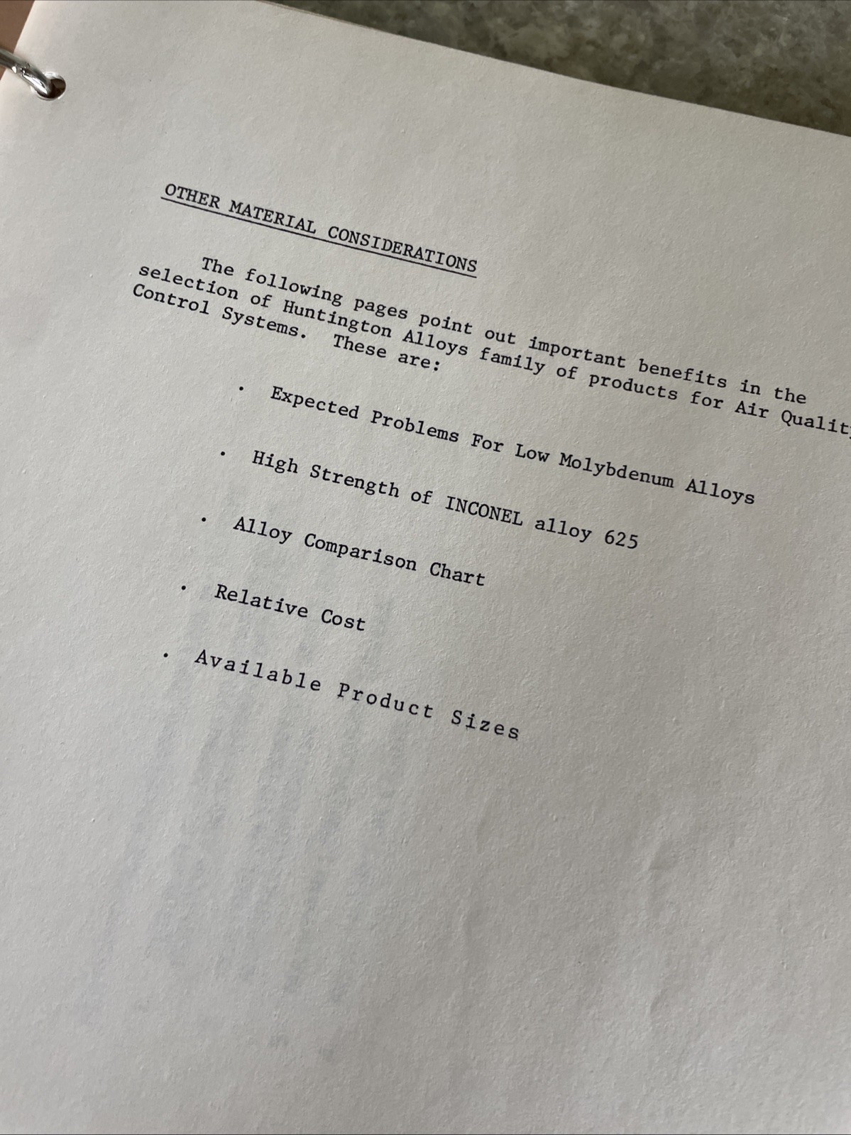 1978 HUNTINGTON ALLOYS for SO2 SERVICE Confidential Ephemera DATA Bulletins RARE