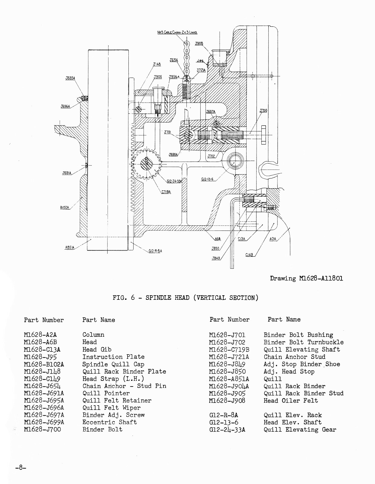 Pratt & Whitney # 1-1/2B Jig Borer Repair Parts Manual #618