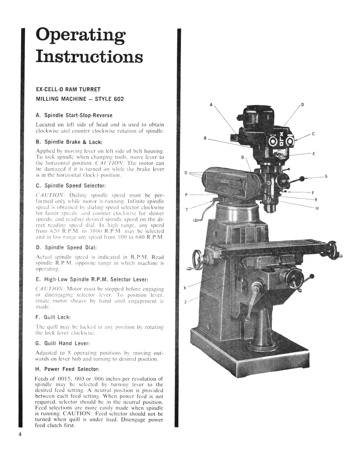 Excello XLO Style 602 Ram Turret Milling Machine Op, Service,& Parts Manual *640