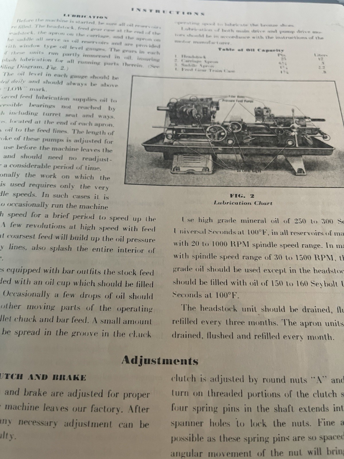 Jones & Lamson Instruction Book and Parts List for Ram Type Turret Lathes