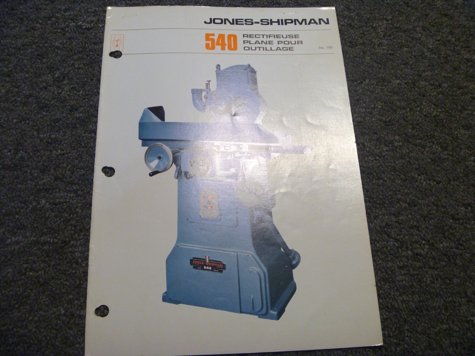 Jones-Shipman 540 Surface Grinding Machine Operator Instruction Manual xz