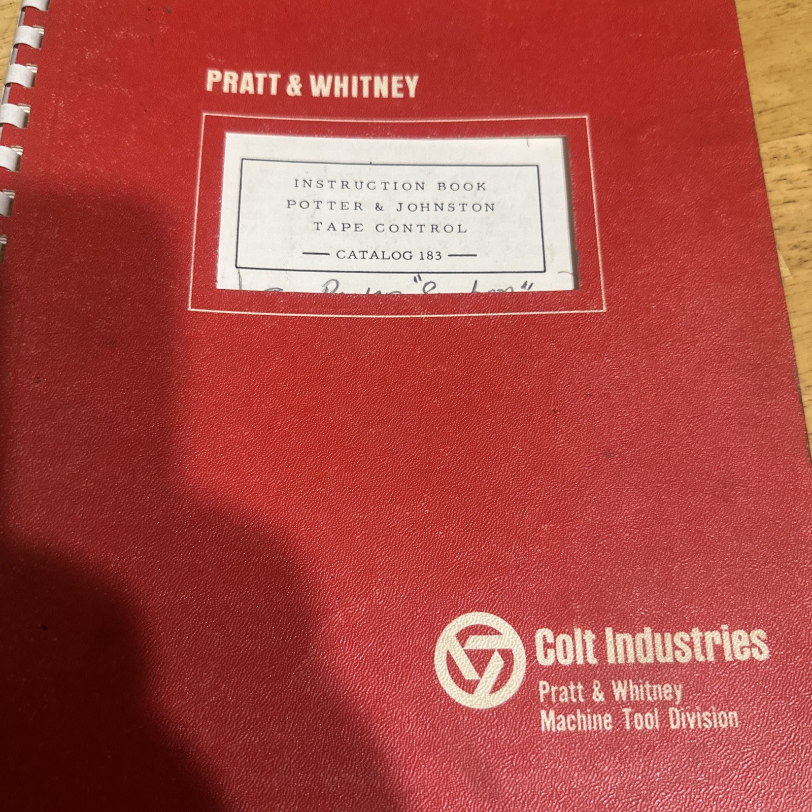 Pratt & Whitney Instruction Book Potter & Johnston Tape Control Catalog 183