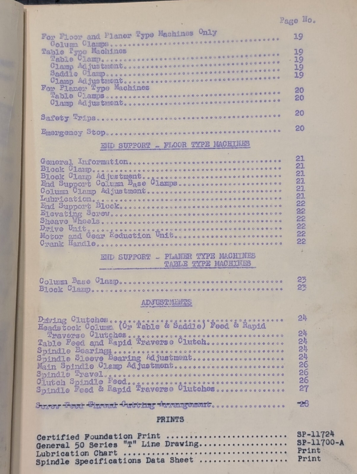 Giddings + Lewis 560-T Machine Operating Instructions, Assy, Maintenance Manual