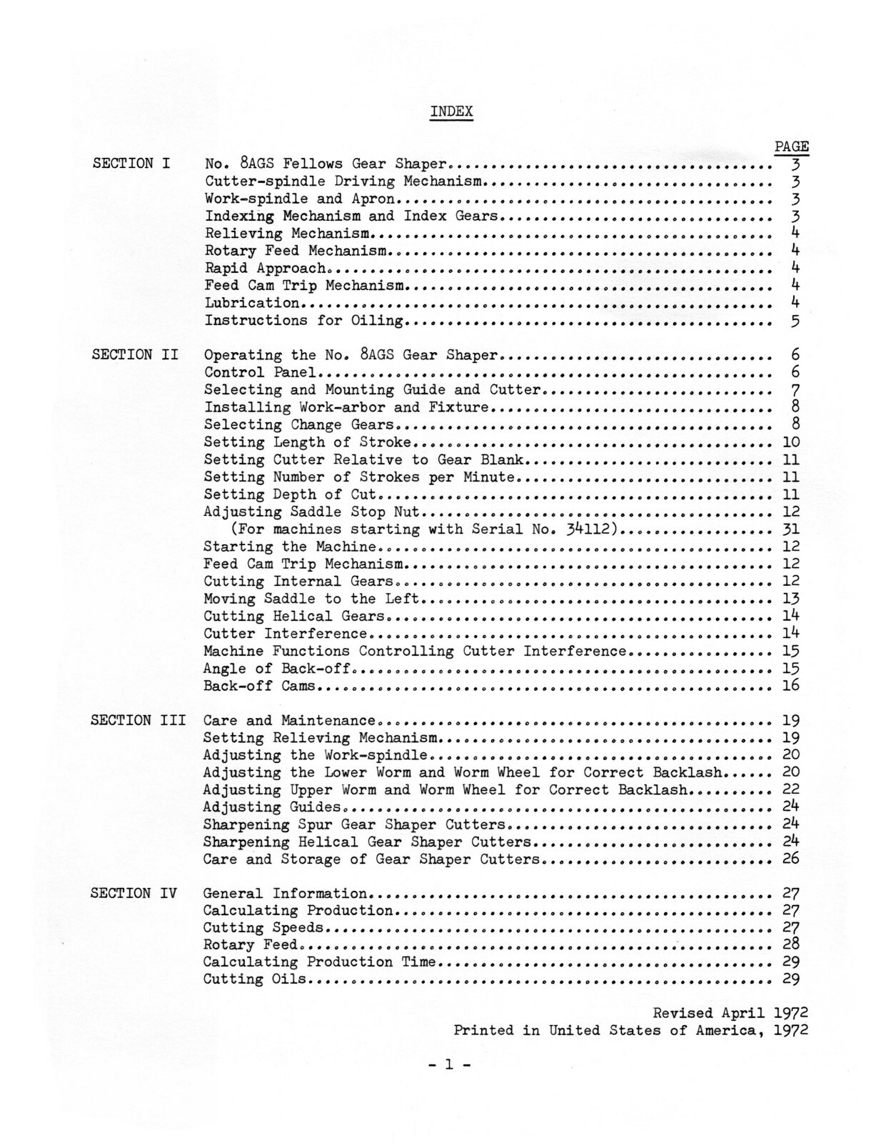 Fellows #8AGS Gear Shaper Instruction Manual #1732