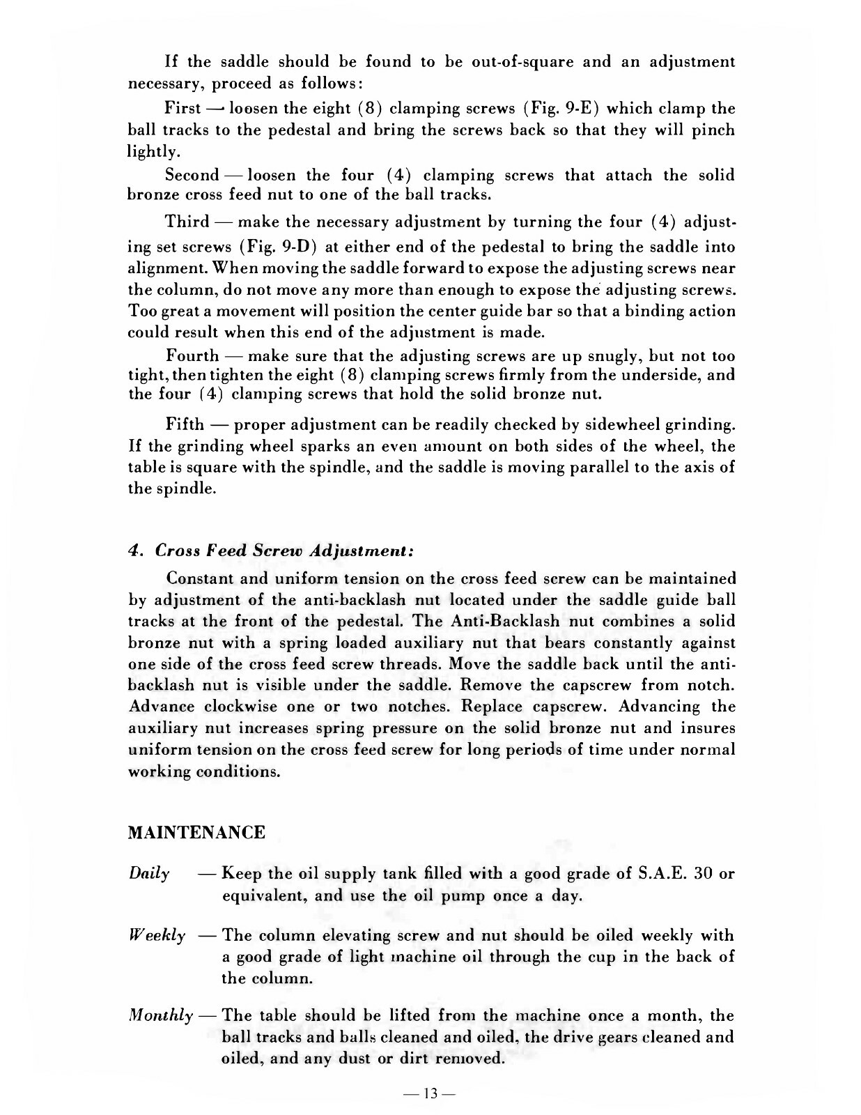 Taft Peirce #1 Surface Grinder Installation, Instruction, & Parts Manual #2143