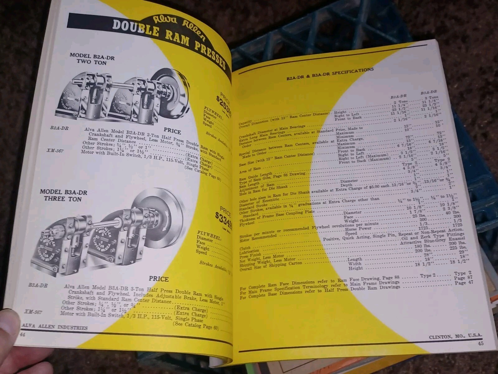 Alva Allen Industries Catalog W Letter 1961 Power Punch Presses Machine Tools