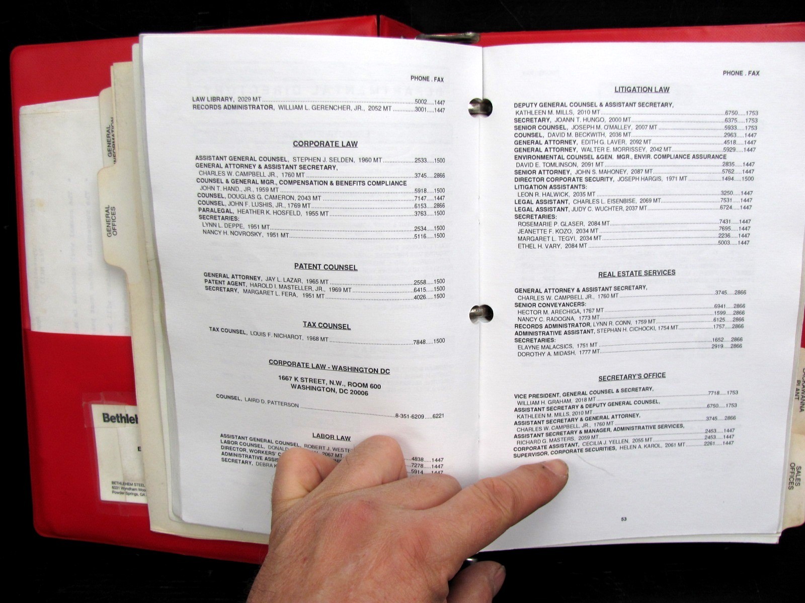 Vintage BETHLEHEM STEEL – RARE – Corporate Telephone Directory w/ I-BEAM LOGO