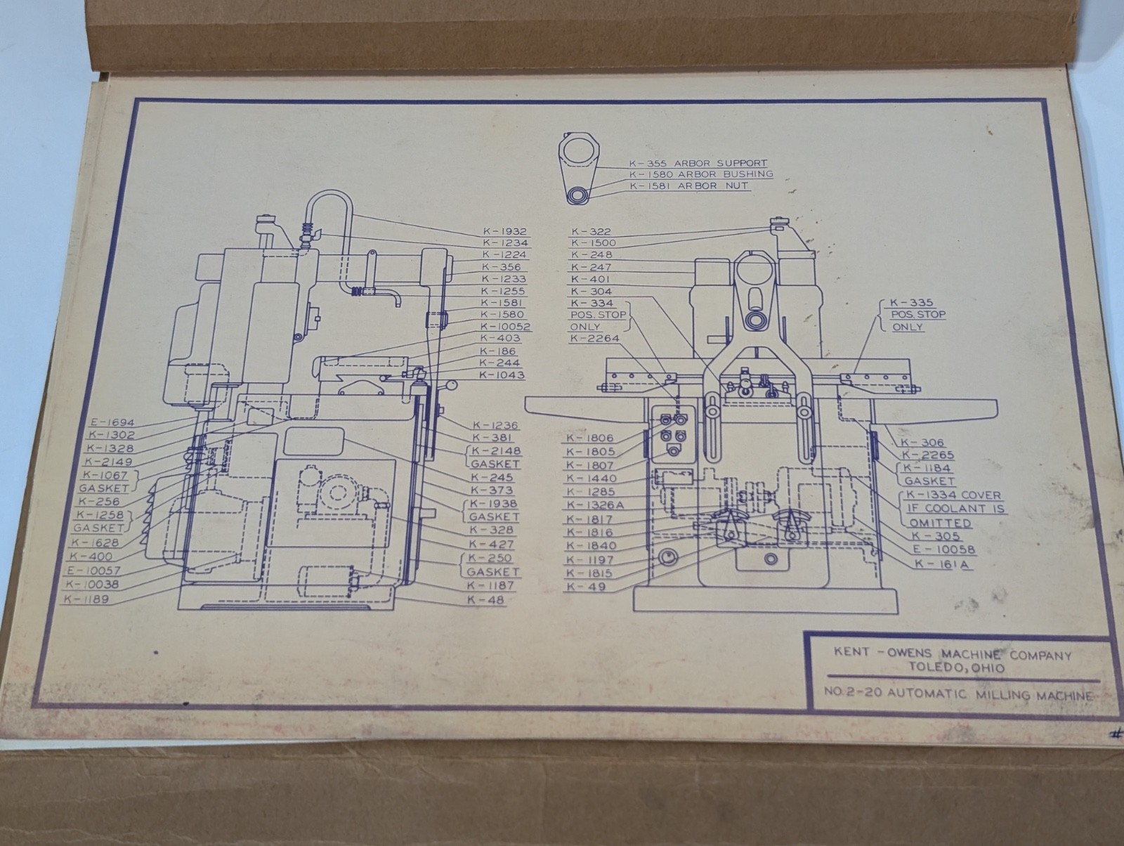 Lot of 3 Kent-Owens 1-14, 2-20, 2-20DS & 2-20V Milling Machine Owners Manuals