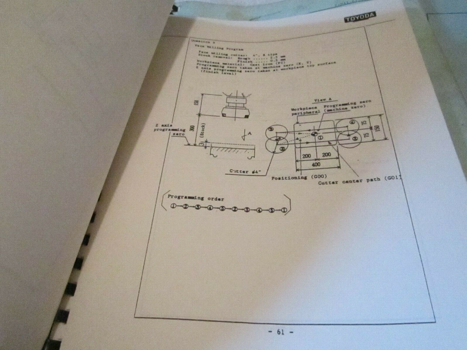 TOYODA 11M 15M Horizontal Machining Center FH45 Operation Programming Manual SET