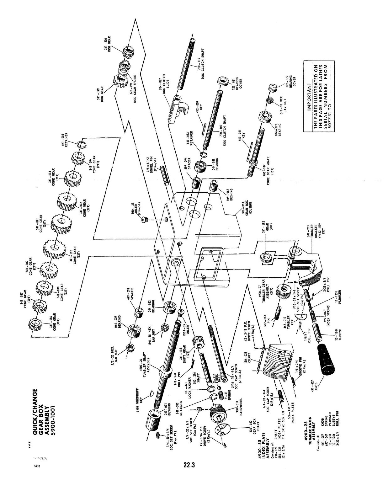 Clausing 12″ Series 5900 Vari Speed Lathe Service & Parts Manual *834