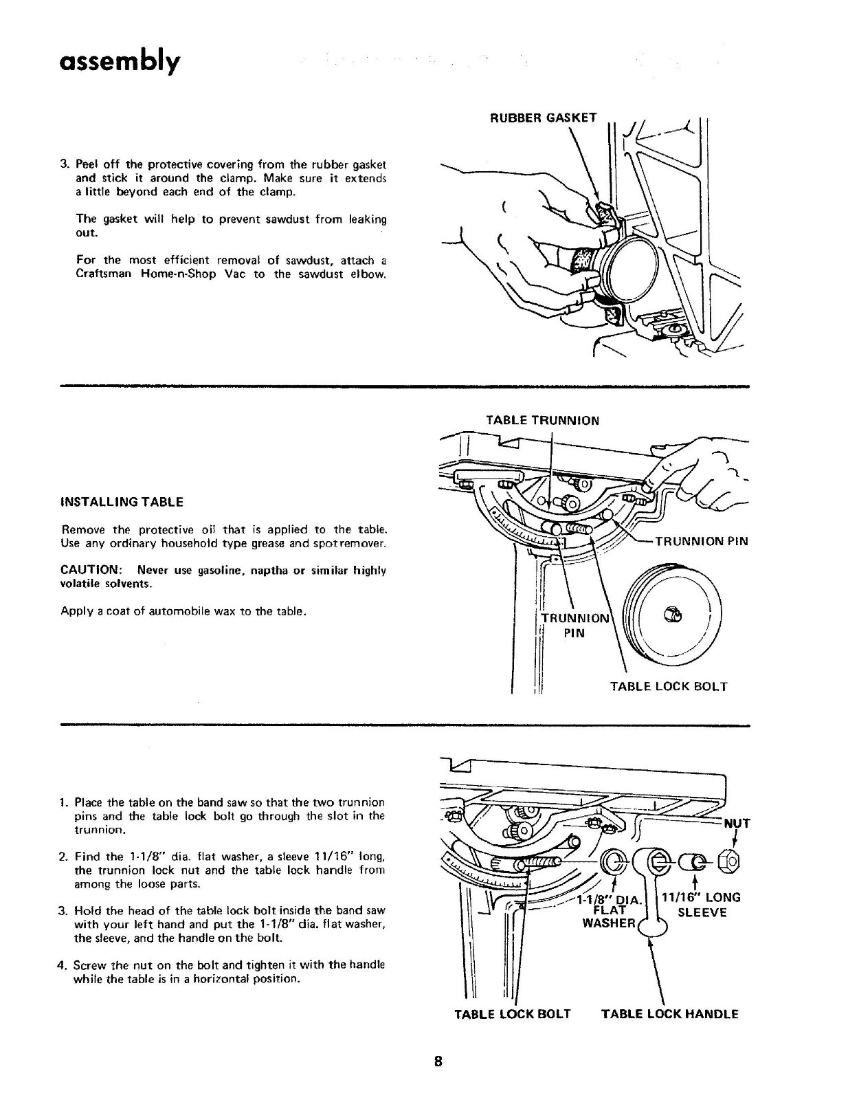Operator Instruct & Parts List Manual Fits Sears Craftsman 12″ Bandsaw 113.24350