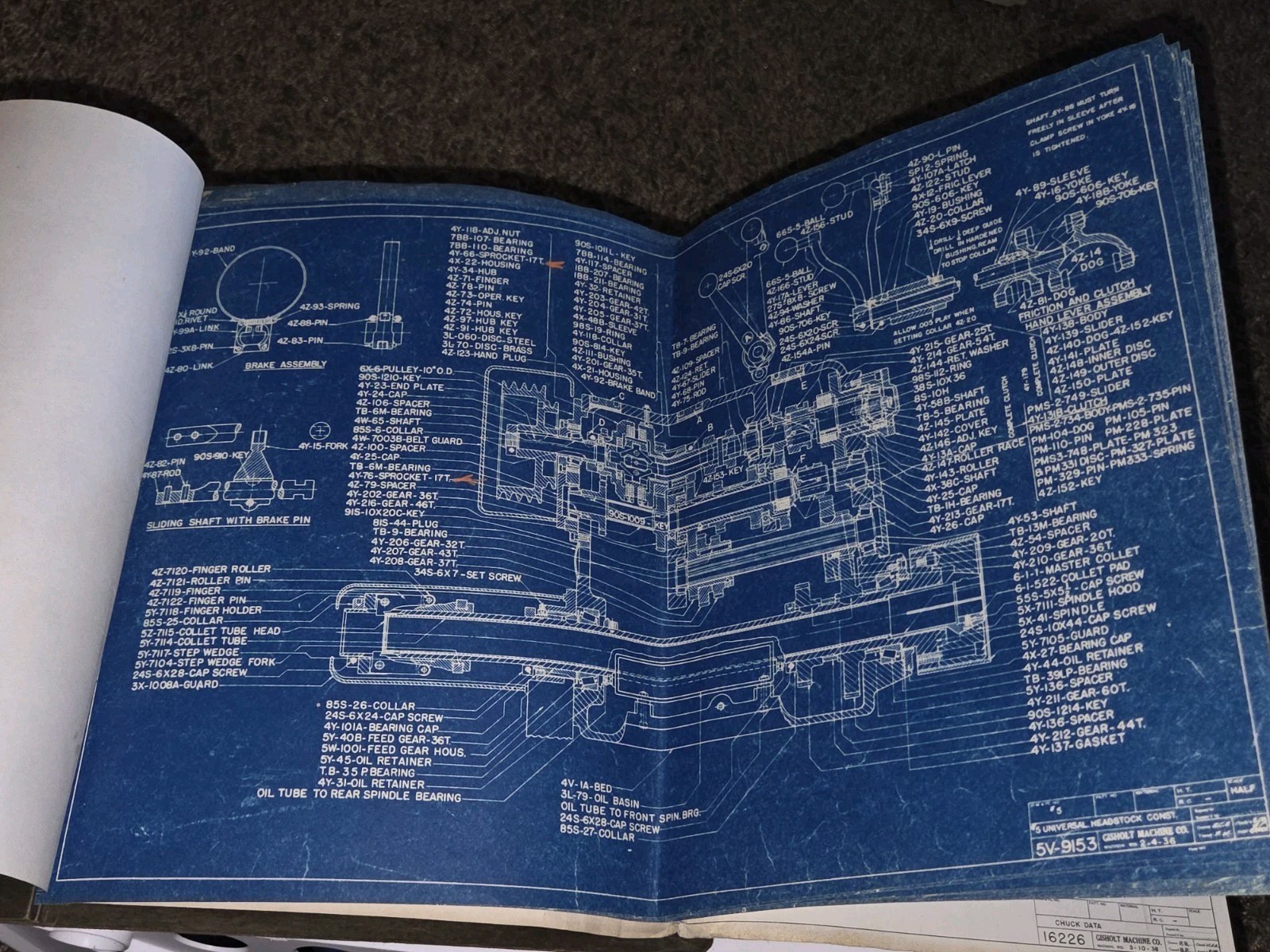 Gisholt Machine Company Blue Prints Book UNIVERSAL TURRET LATHE #5 Original VTG