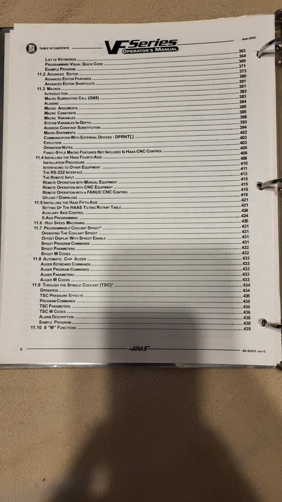 HAAS CNC MILL VF 0 1 2 3 4 5 6 Series Programming Operations Owners Manual Book