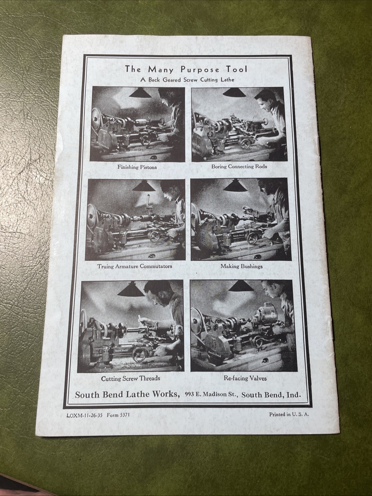 1936 Lathe Works Manual – How to Make Bushings In The Motor Service Machine Shop