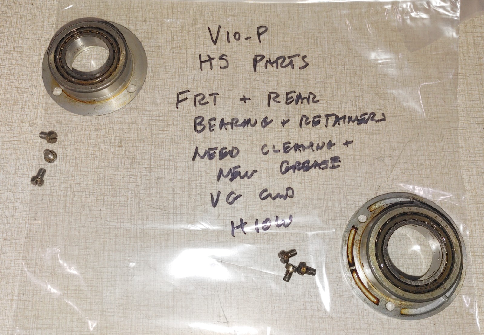 Emco Maximat V10-P Lathe Headstock Parts: Front & Rear Bearings & Retainers H10W