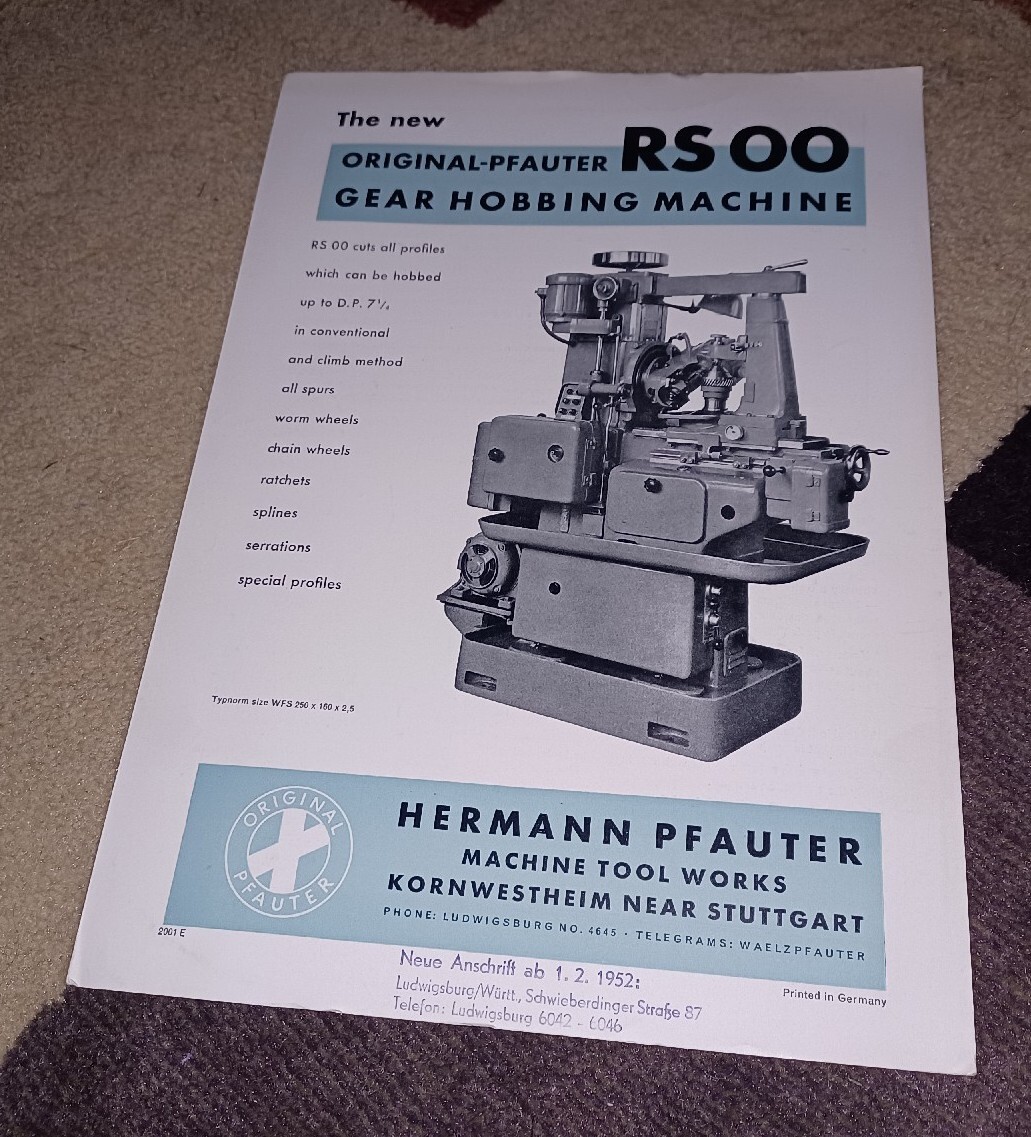 HERMANN PFAUTER WORKS RS00 Gear Hobbing Machine ADVERTISING FLYER BOOKLET PROMO
