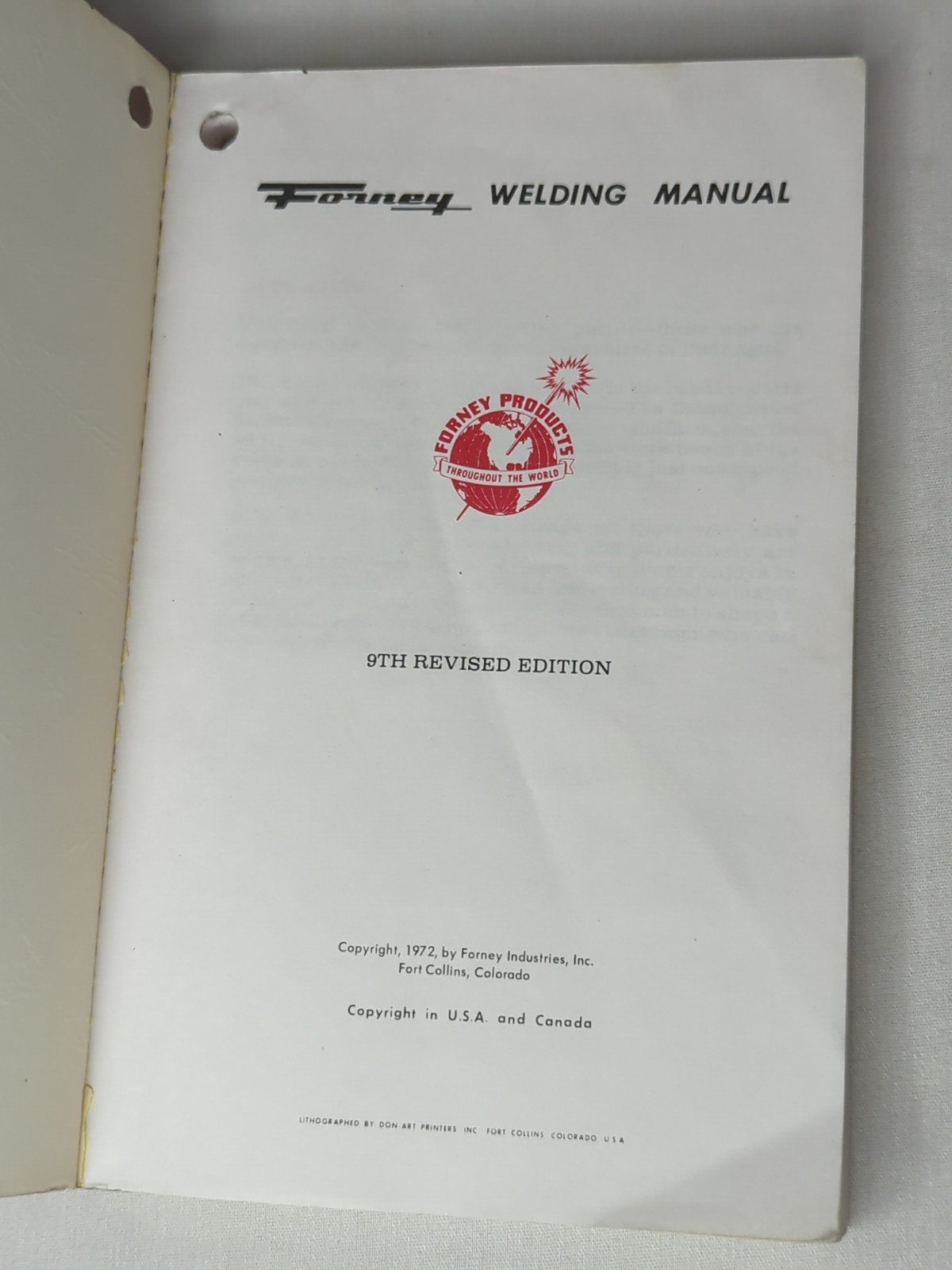 Vintage 1972 Forney Welding Manual 9th Edition Paperback Book