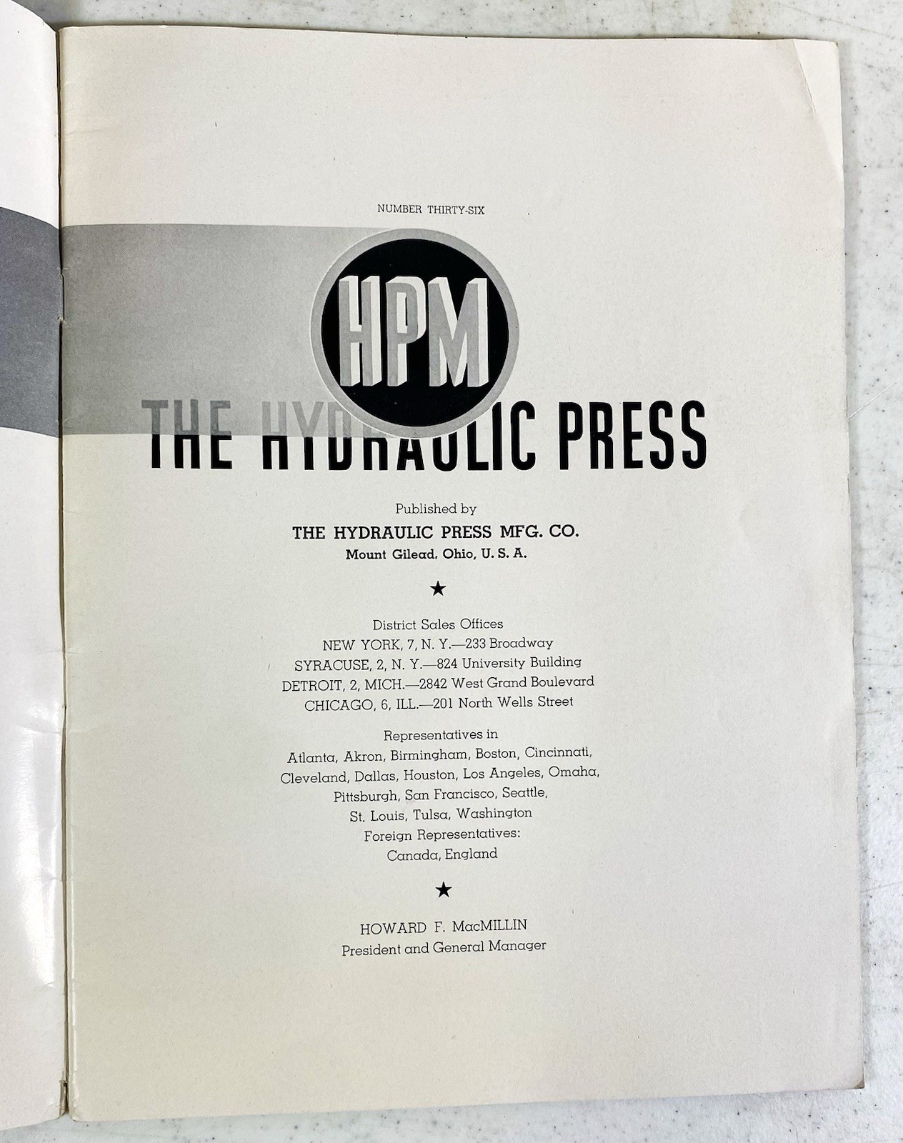 RARE Vintage The Hydraulic Press Manufacturing Informational Magazine No. 36