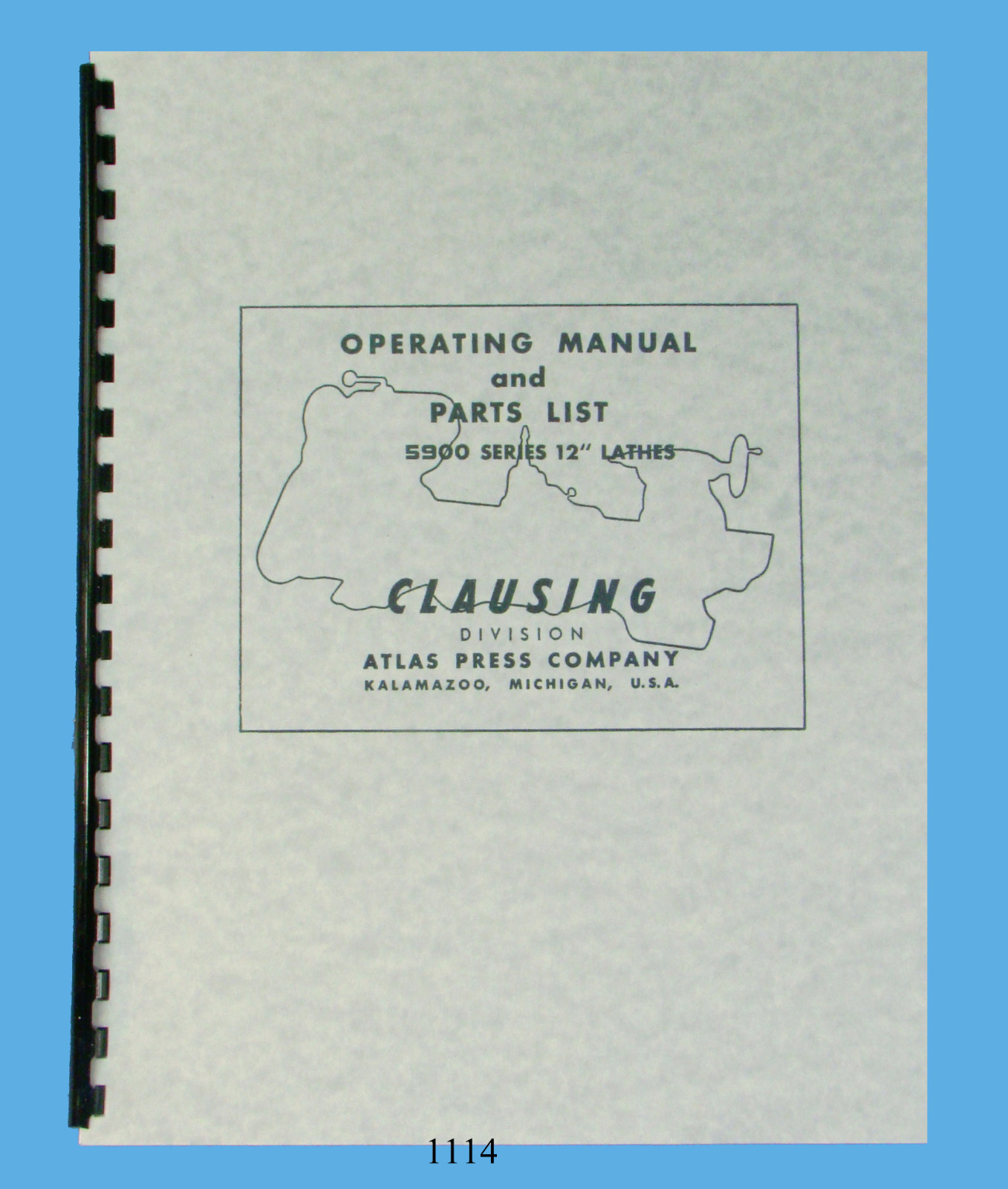 Clausing 12″ Series 5900 Vari Speed Lathe Serv & Part Manual sn: 502260 up #1114