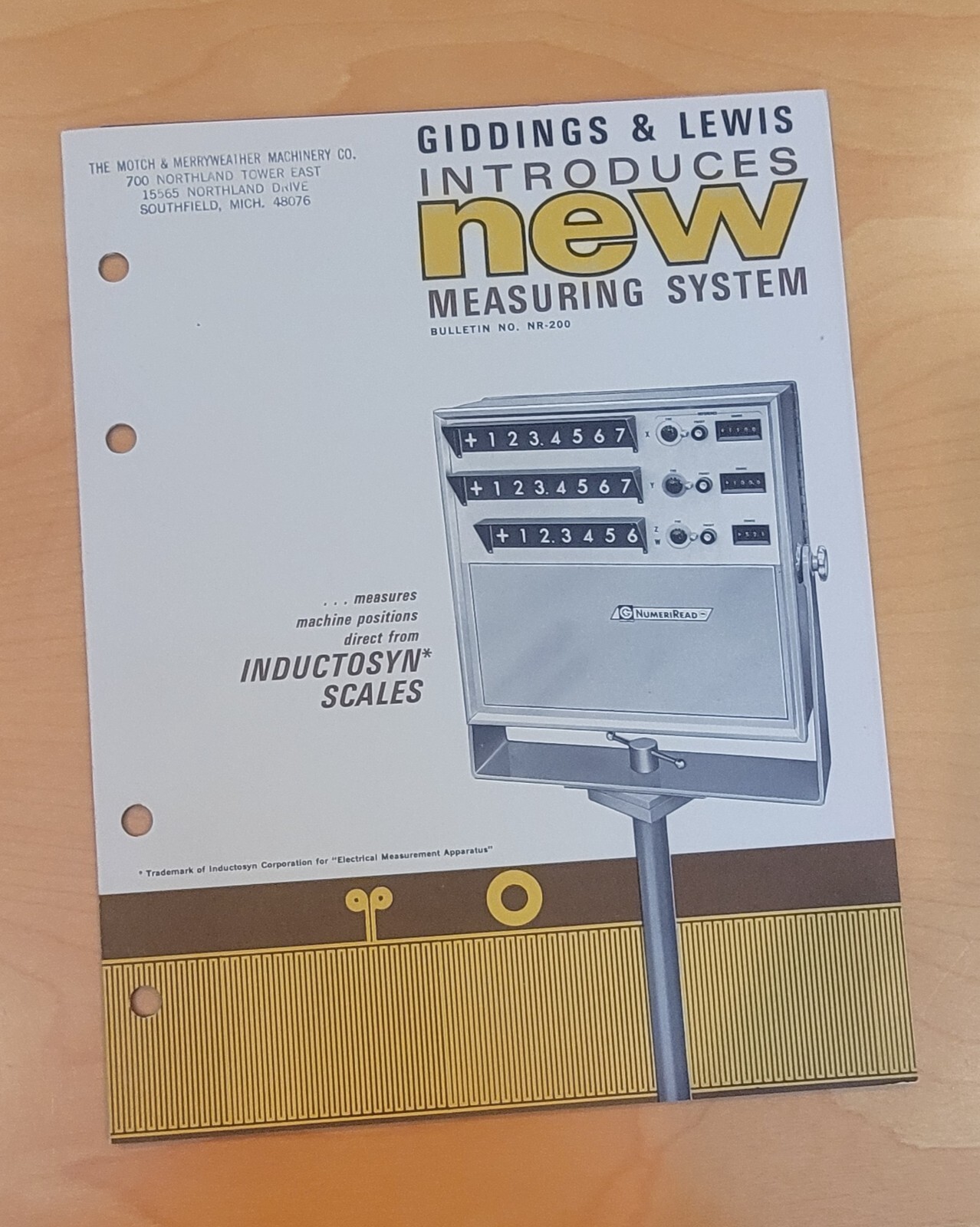 GIDDINGS & LEWIS G&L NumeriRead Measuring System Sales Catalog Circa 1967