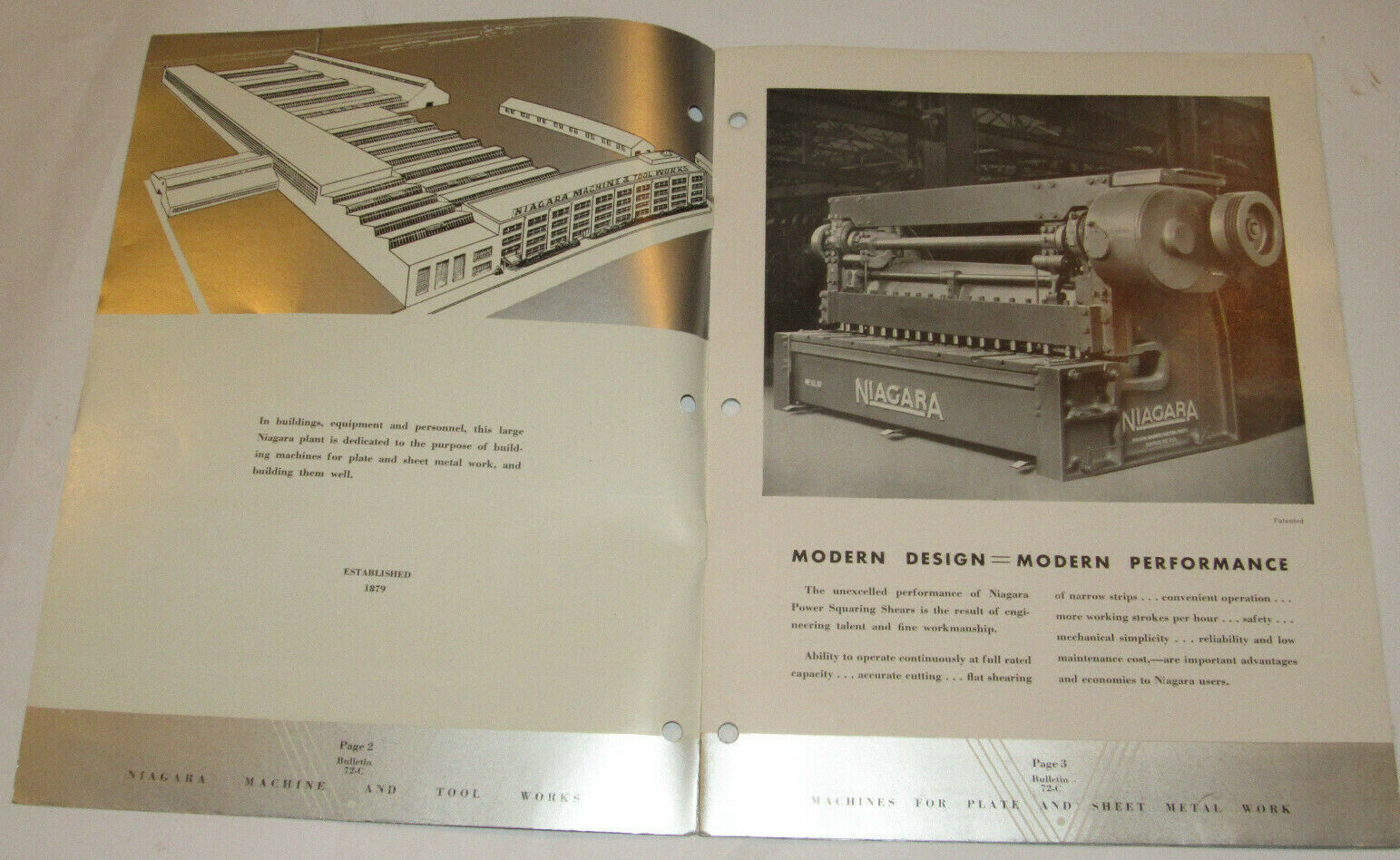 VINTAGE 1940s NIAGARA POWER SQUARING SHEARS BROCHURE! CAPACITY! PICTURES/SPECS