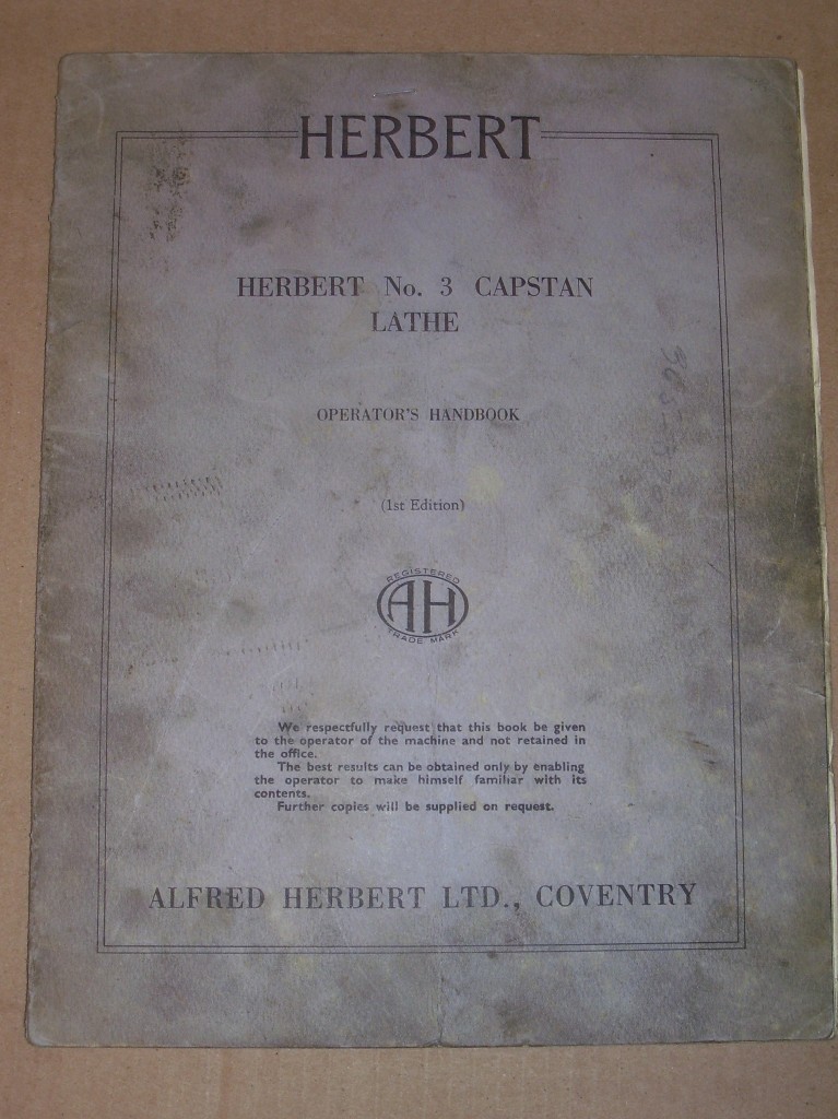 Herbert No. 3 Capstan Lathe Operation Manual/Handbook g