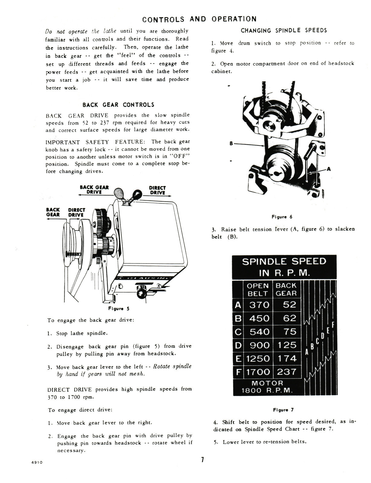 Clausing 10″ Lathe 4900 Series S/N: 403934-405509 Op and Parts List Manual #1462