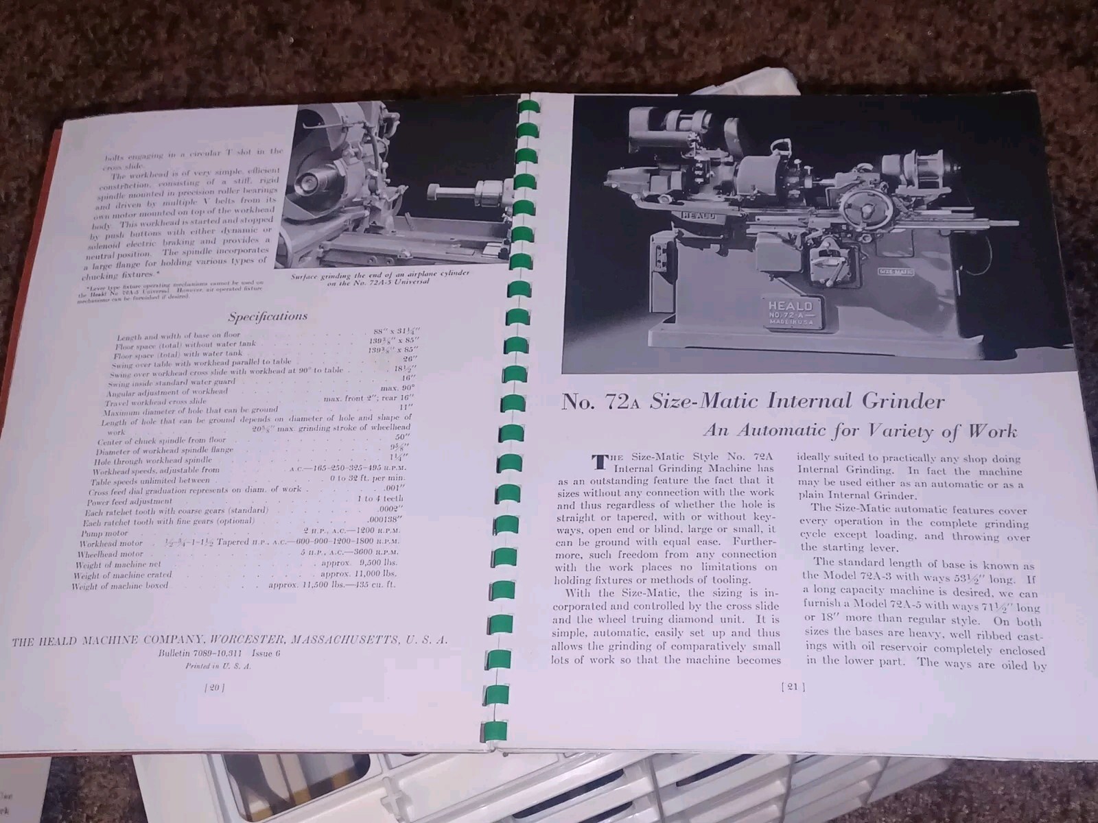 HEALD COMPANY Precision GRINDING BORING Borizing MACHINES CATALOG BOOK Issue 11