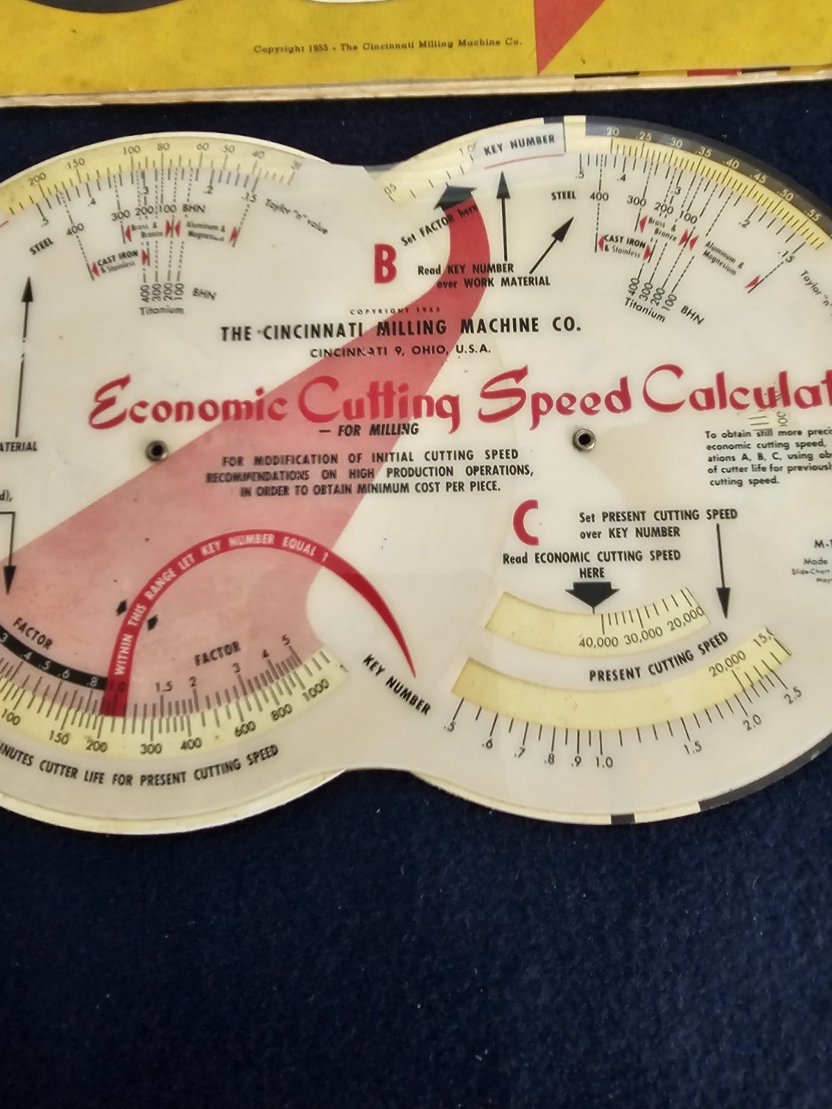 VTG CINCINNATI MILLING CALCULATOR. FEEDS & SPEEDS, & SETUP, W/ Instructions