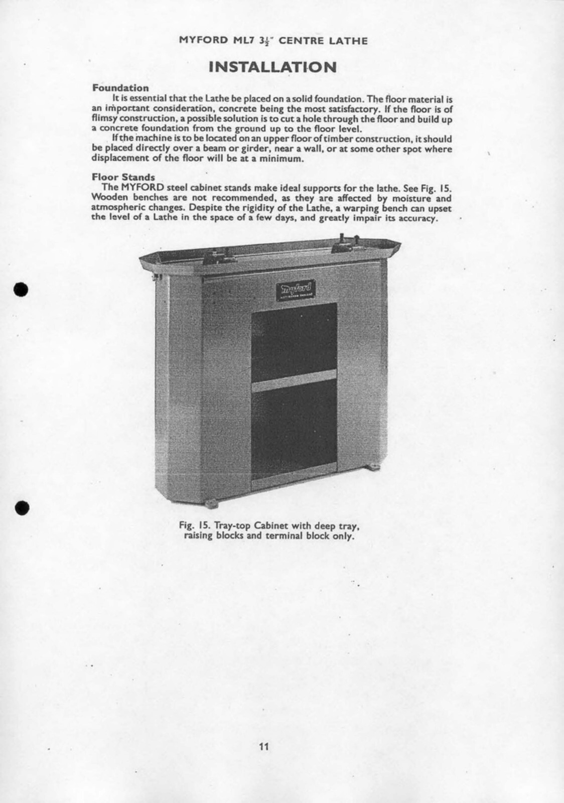 Operation, Installation & Parts List Manual Myford ML7 3 ½ inch Centre Lathe
