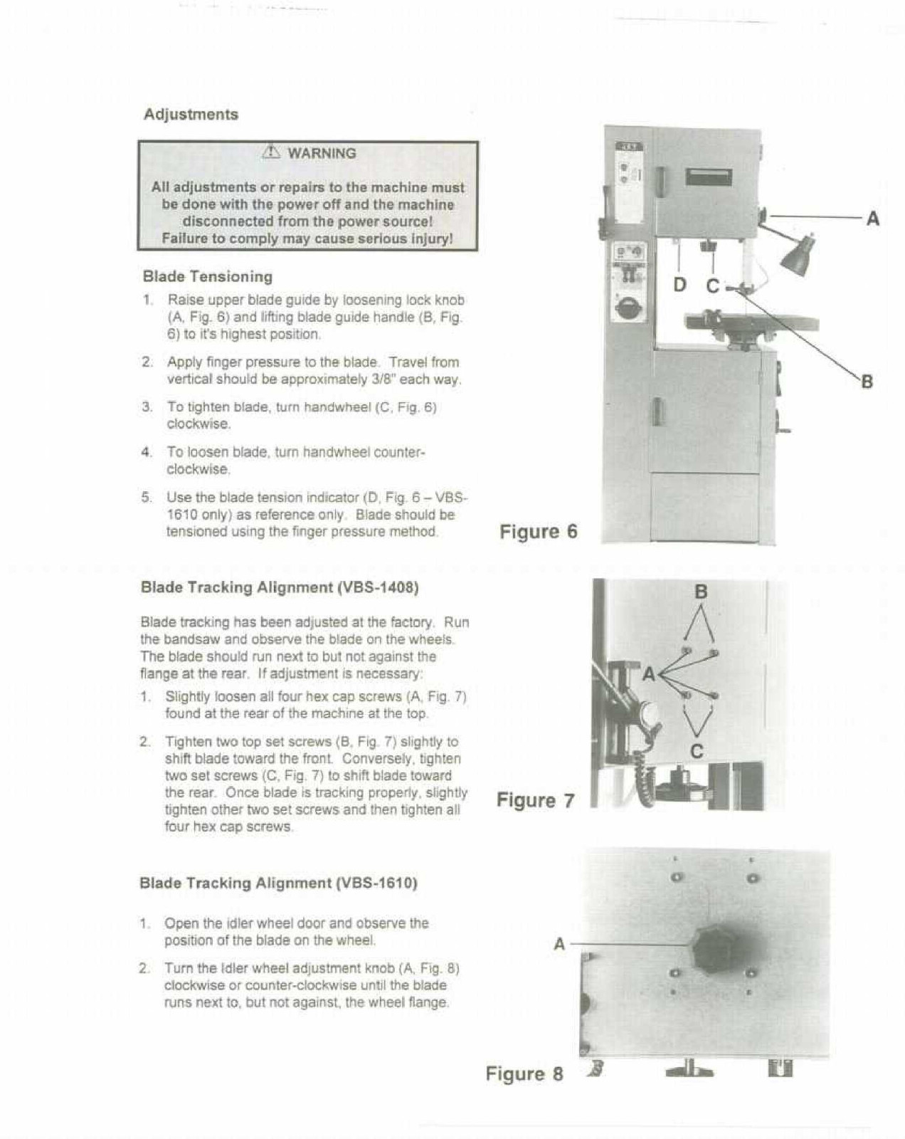 Jet VBS-1408/1610 Band Saw Operators & Parts List Manual *237