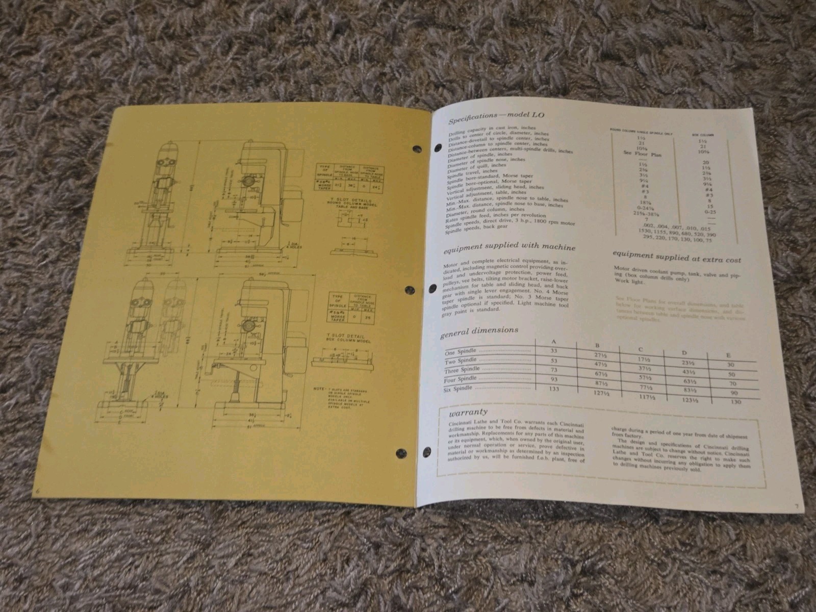 Vtg CINCINNATI Catalog D-140 SLIDING HEAD FLOOR DRILL 21″ BROCHURE Book Booklet