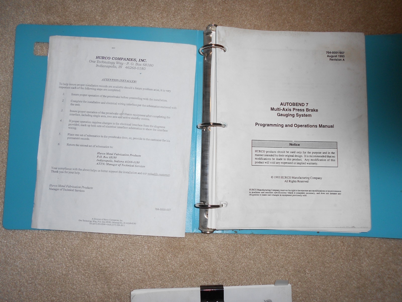 2 – Hurco Autobend 7 Press Brake Programming And Operations Manual