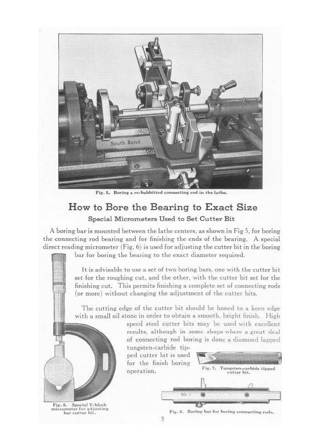 1936 SOUTH BEND How to BORE REBABBITE Connecting Rods Manual Fits Bulleting #6-C