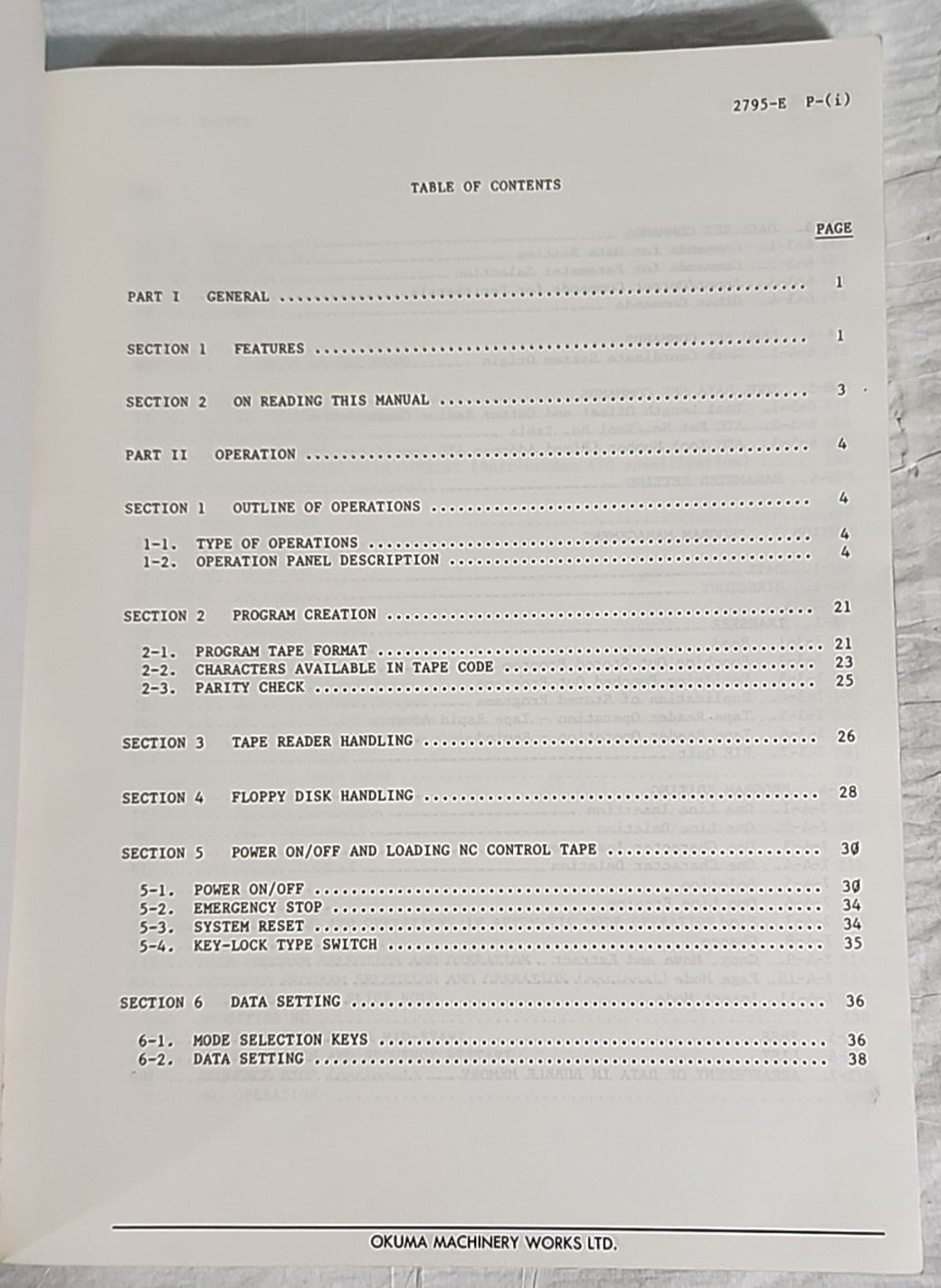 Okuma OSP500M-G OSP5000M-G Operation, Programming, Alarm & Error Manuals/Books