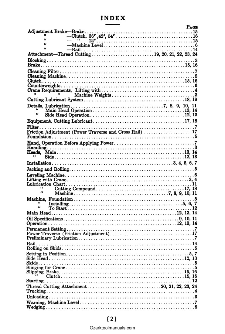 BULLARD Vertical Turret Lathe Spiral Drive Operator Instructions Manual 1441