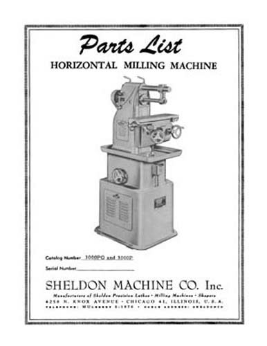 Sheldon Horizontal Milling Machine Parts Manual