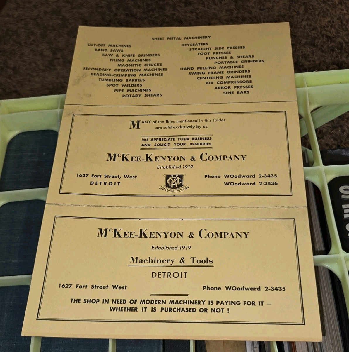 McKee Kenyon Machine Tool Detroit Michigan Machinist Company Promo Sales Flyer