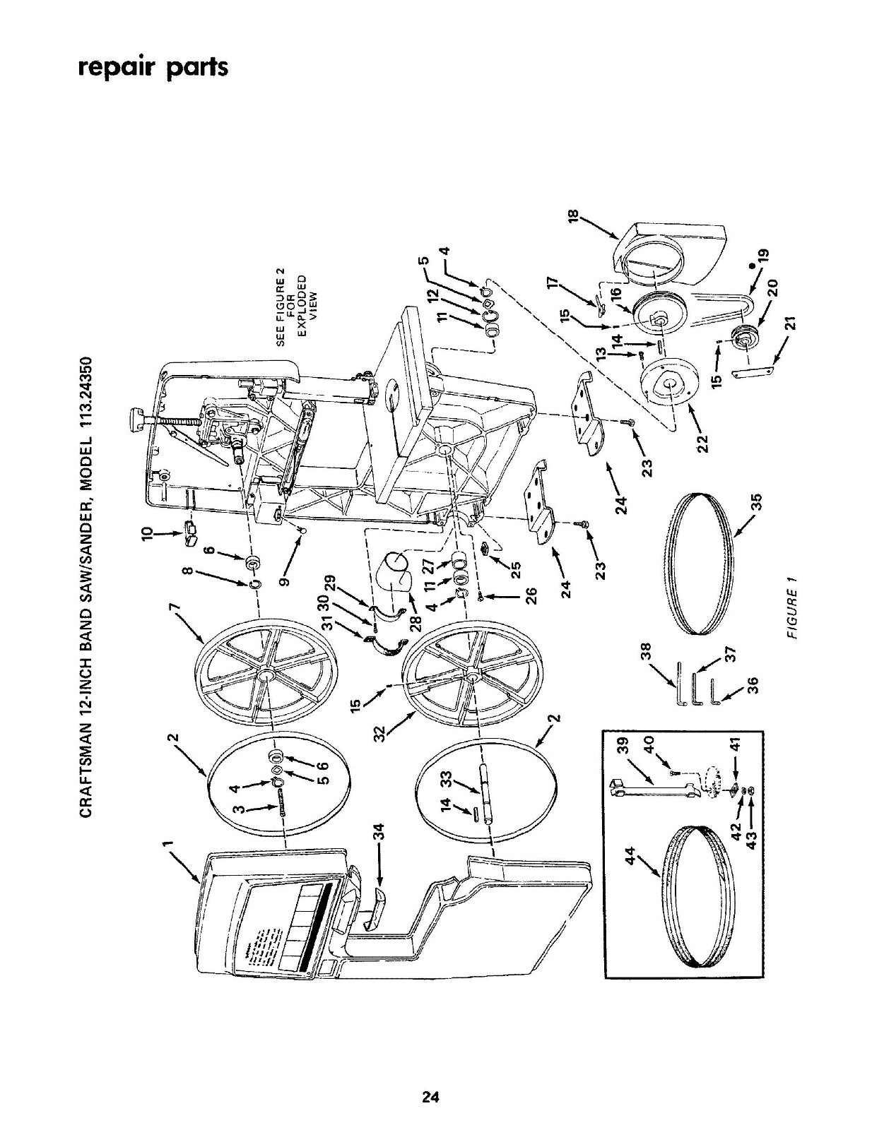 Operator Instruct & Parts List Manual Fits Sears Craftsman 12″ Bandsaw 113.24350