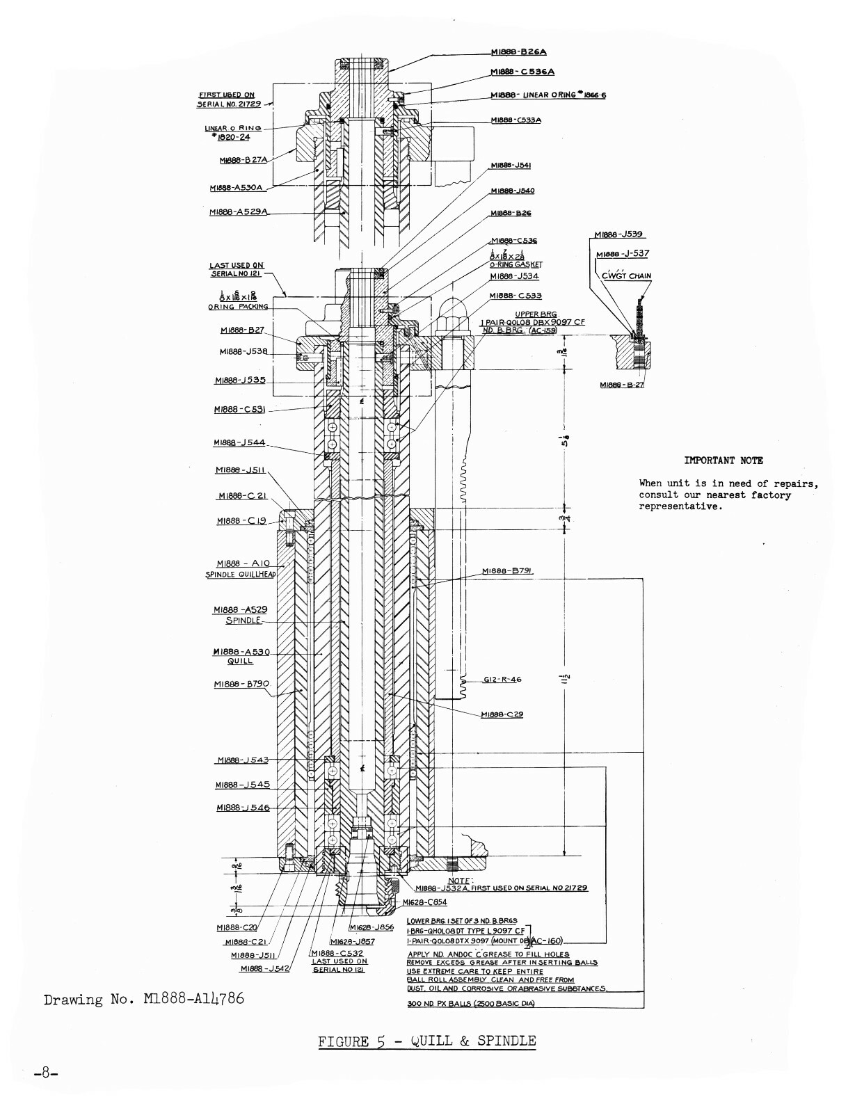 Pratt & Whitney No. 1E Jig Borer Repair Parts Manual #1375