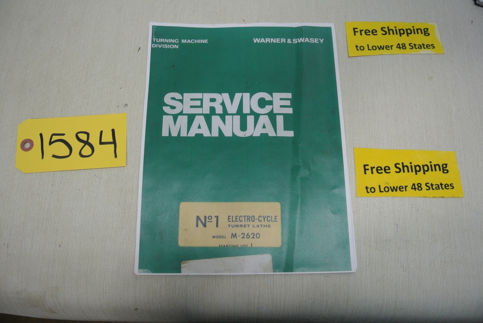 Copy of Warner & Swasey No.1 Electro-Cycle Turret Lathe Manual Parts & Service