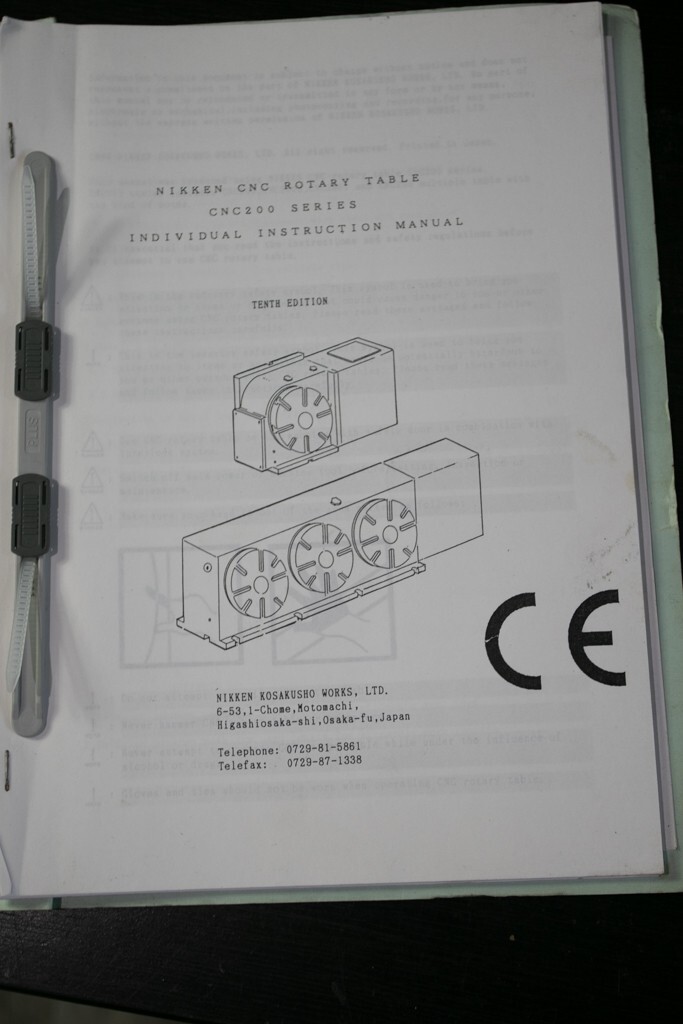 Nikken CNC200 Rotary Table & Common Instruction Manual w/ Wiring Diagram & FANUC
