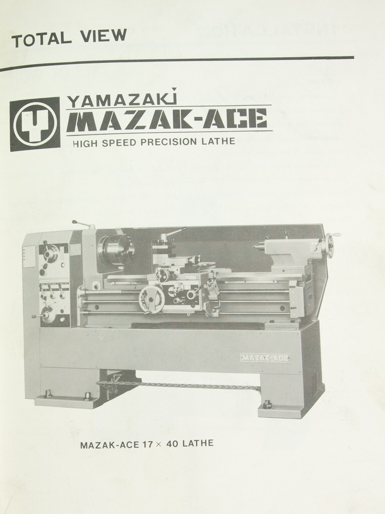 Mazak ACE Yamazaki 17″ Lathe, Operations, Schematic and Parts Manual “PDF ONLY”