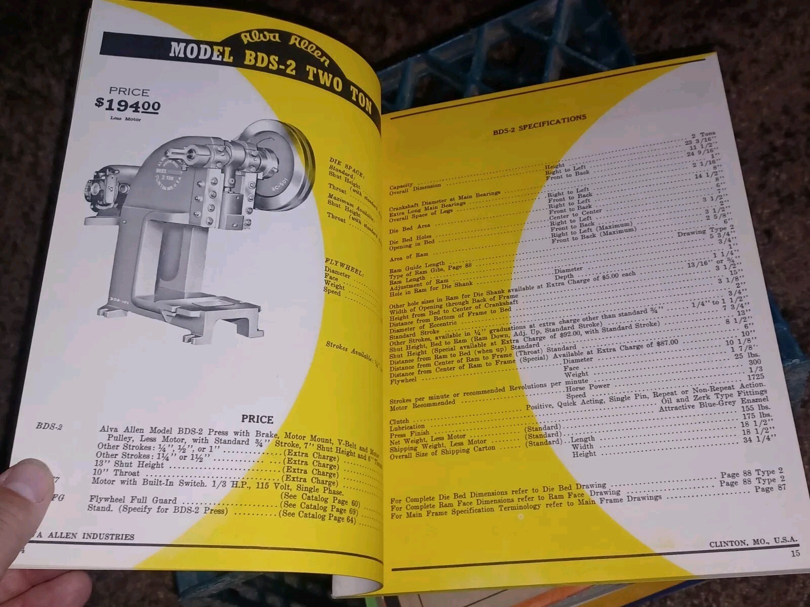 Alva Allen Industries Catalog W Letter 1961 Power Punch Presses Machine Tools