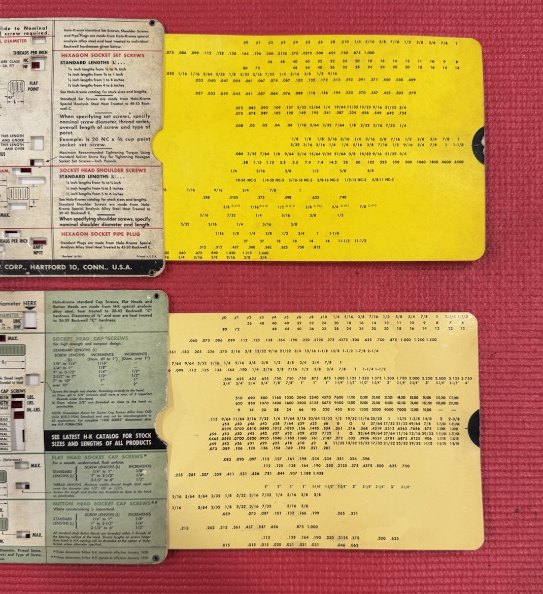 Vintage Holo-Krome Socket Screw Selector manual Lot Of 2 Made In USA -Rare