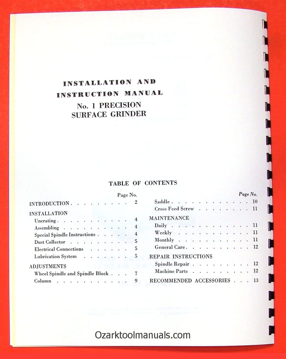 TAFT-PEIRCE 321 No. 1 Surface Grinder Cat# 321 Owners Operators Part Manual 0717