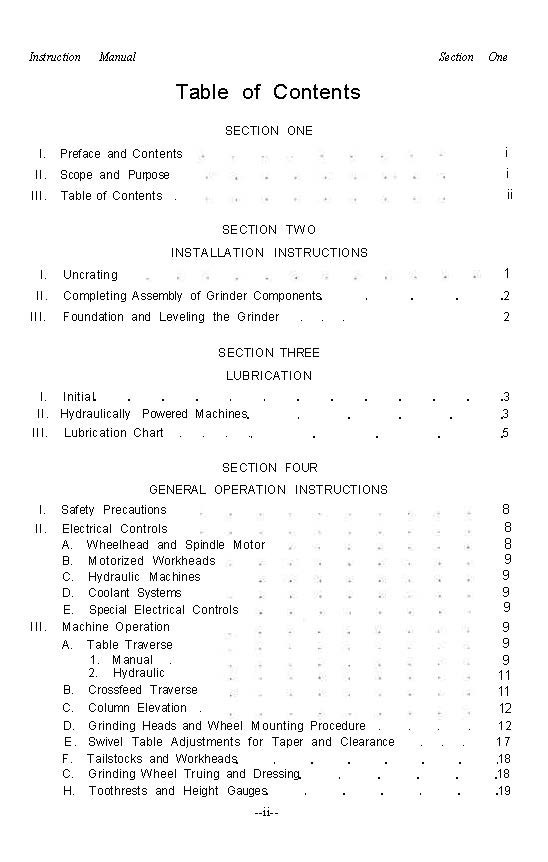 1979 Tool & Cutter Grinders Operator Instructions Manual Fits K. O. Lee 200 Seri