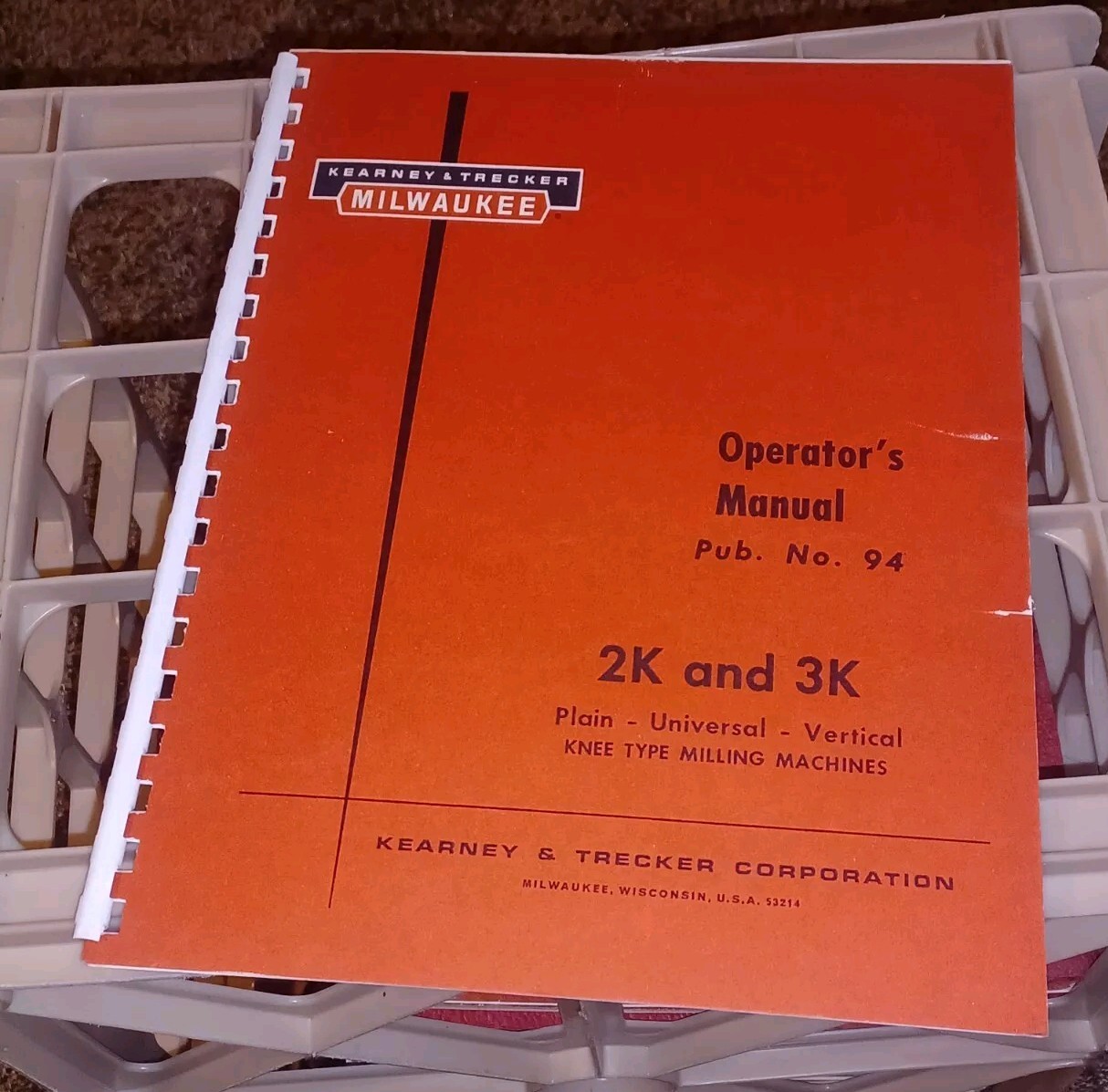 Kearney & Trecker No. 2K 3K Operator’s Manual Plain Vertical Milling Machines 94